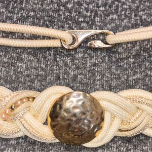 Elegant Gold and Cream Braided Necklace